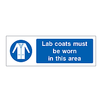 Lab coats must be worn in this area sign