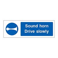 Sound horn drive slowly sign