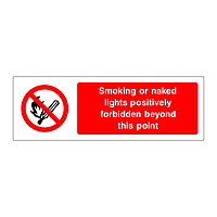Smoking or naked lights forbidden beyond this point sign