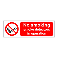 No smoking smoke detectors in operation sign