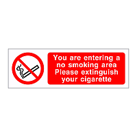 You are entering a no smoking area sign