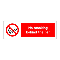 No smoking behind the bar sign