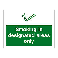 Smoking in designated areas only sign