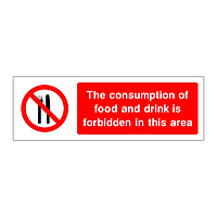 The consumption of food and drink is forbidden in this area sign