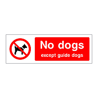 No dogs except guide dogs sign