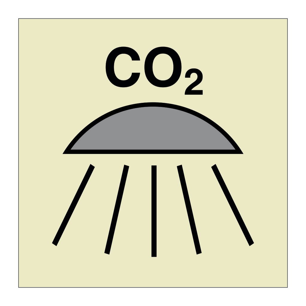 Spaces or group of spaces protected by CO2 fire extinguishing system (Marine Sign)