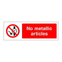 No metallic articles sign