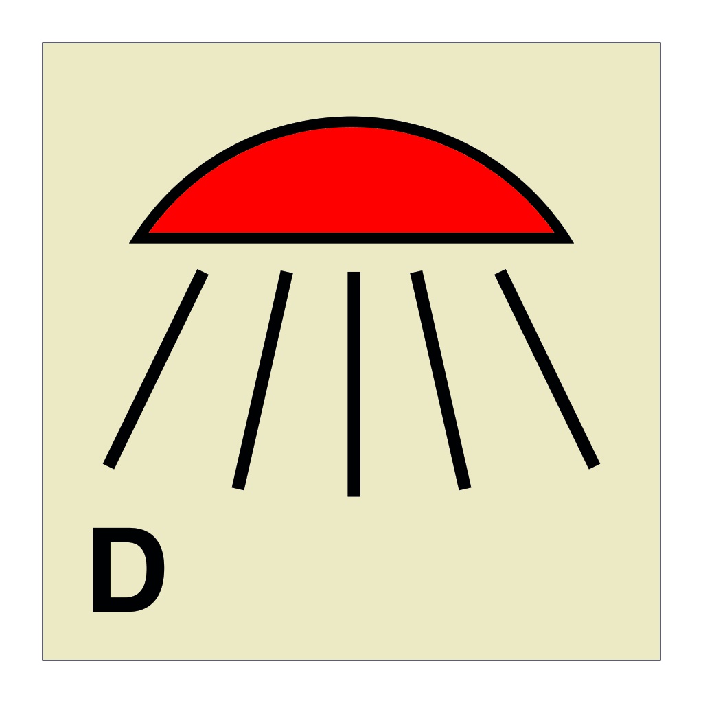 Space protected by drenching system (Marine Sign)