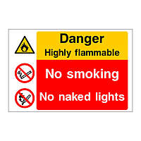 Danger Highly flammable No smoking No naked lights sign