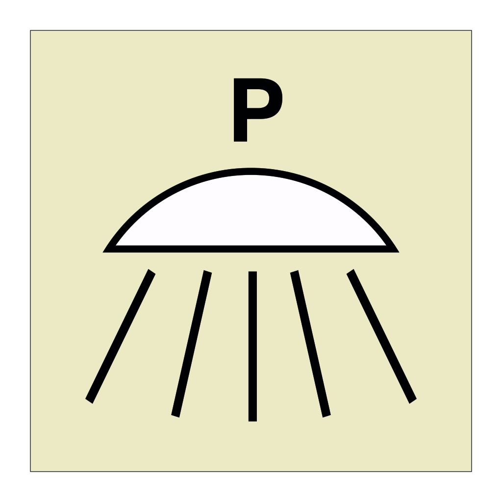 Spaces or group of spaces protected by Powder fire extinguisher system (Marine Sign)