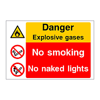 Danger Explosive gases No smoking No naked lights sign