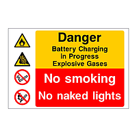 Danger Battery charging in progress multi-message sign