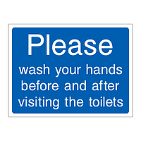 Please wash your hands before and after visiting the toilets