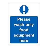Please wash only food equipment here sign