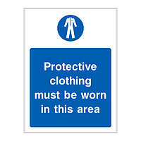 Protective clothing must be worn in this area sign