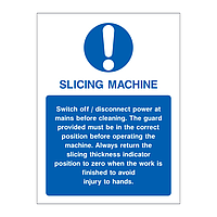 Slicing machine sign