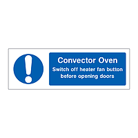 Convector oven instructions sign