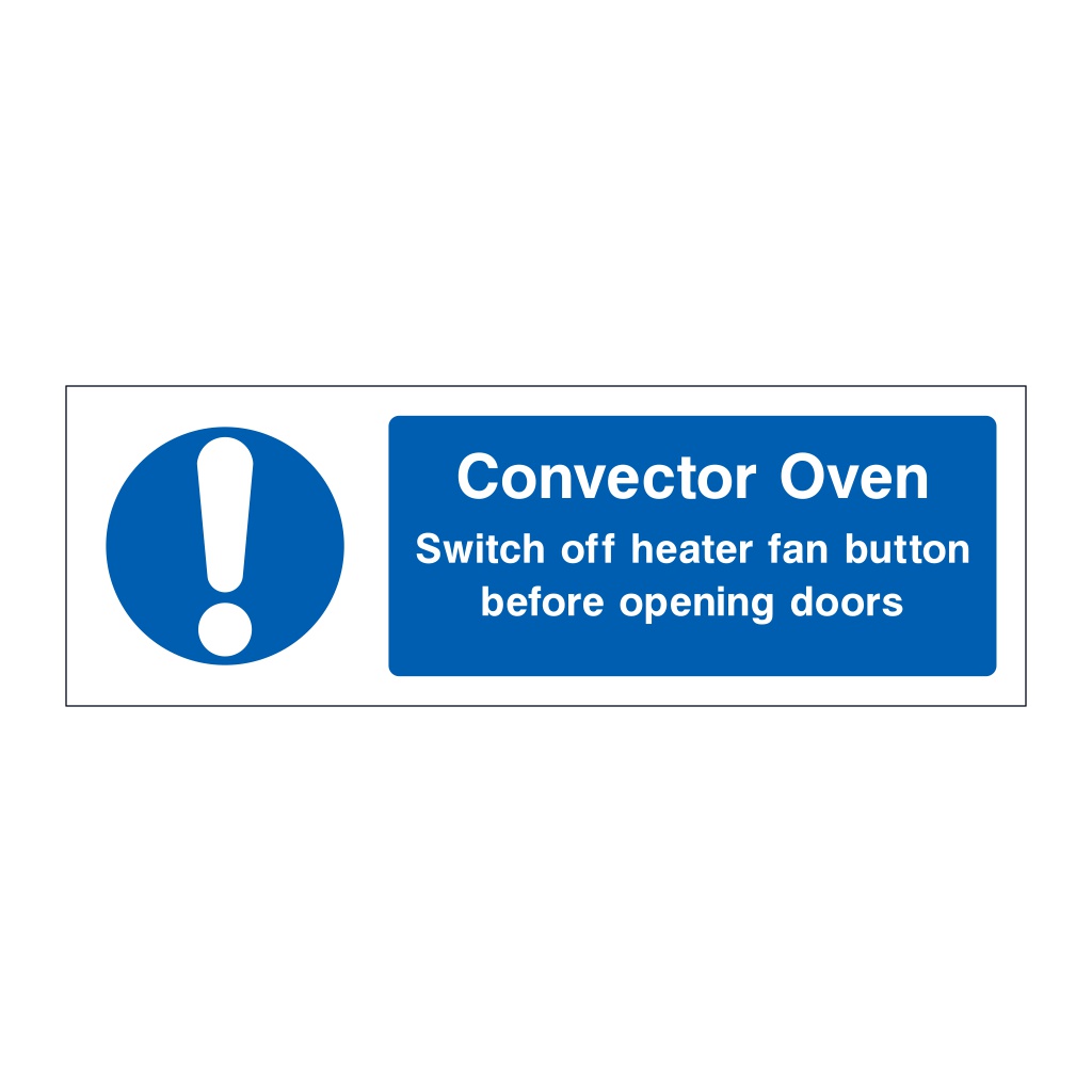 Convector oven instructions sign