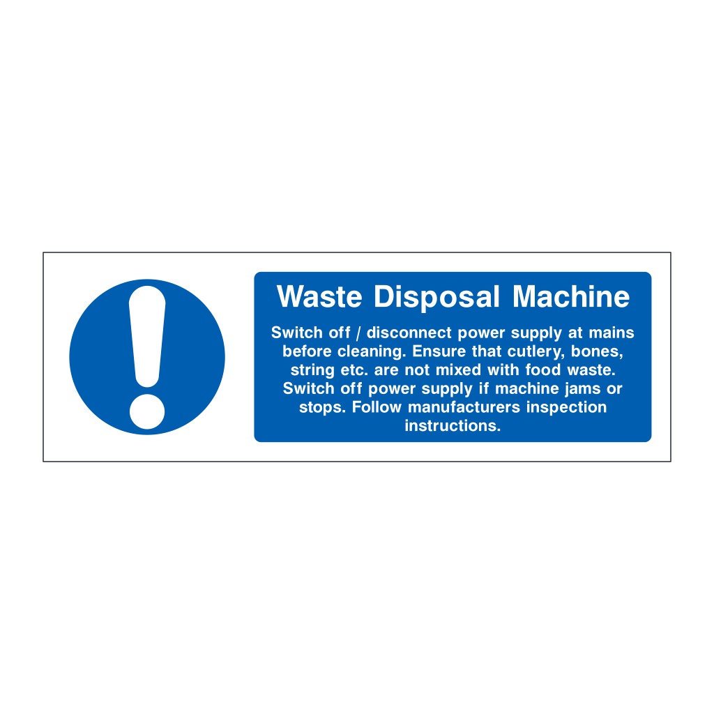 Waste disposal machine sign