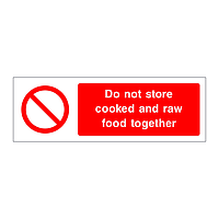 Do not store cooked and raw food together sign