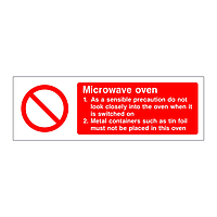 Microwave oven sign