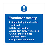 Escalator safety sign