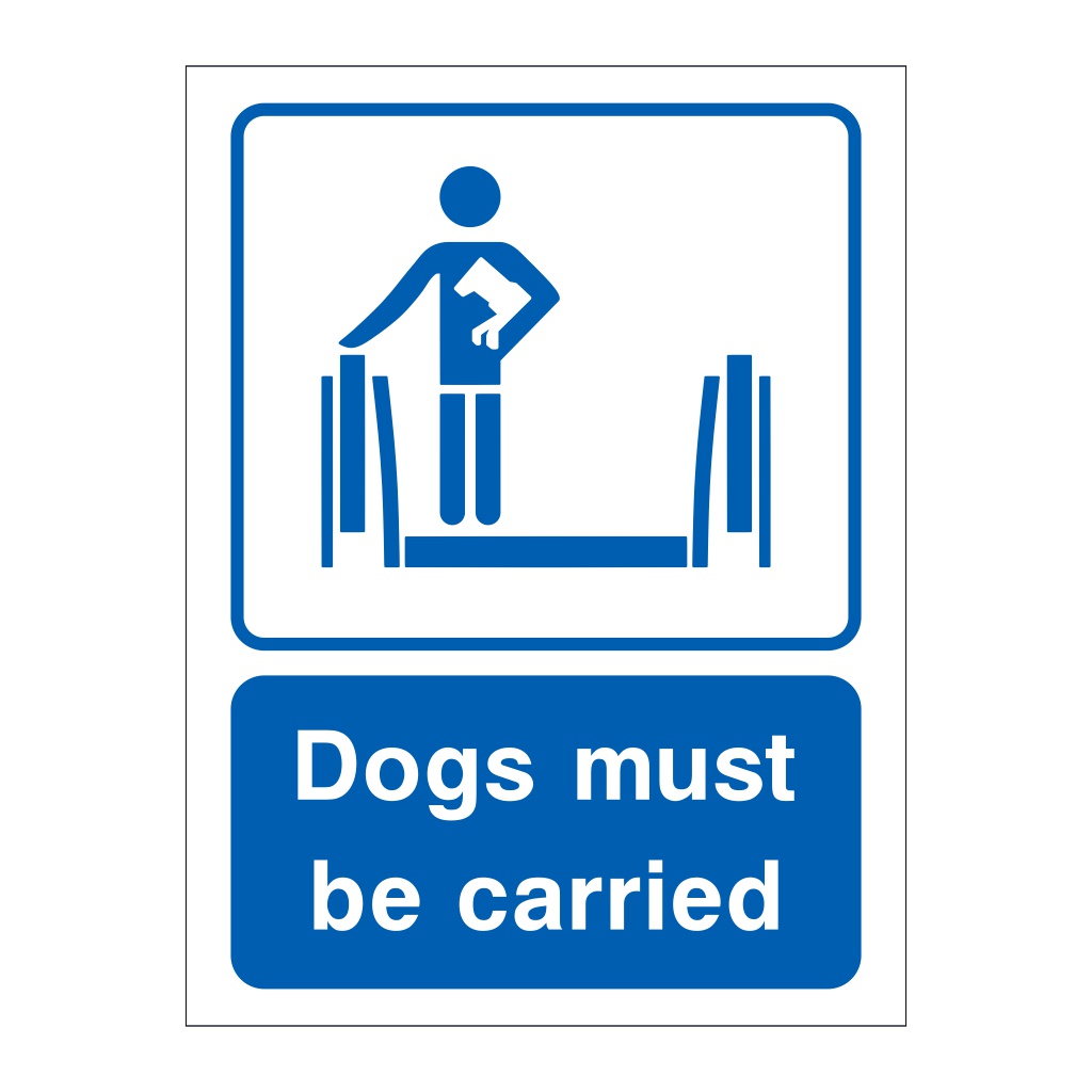 Dogs must be carried sign