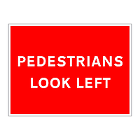 Pedestrians look left sign