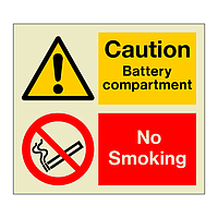 Caution Battery compartment No Smoking (Marine Sign)