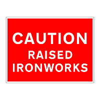 Caution raised ironworks sign