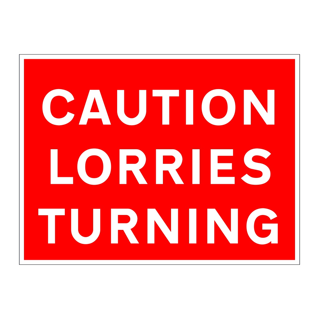 Caution lorries turning sign