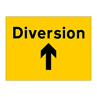 Diversion ahead arrow sign