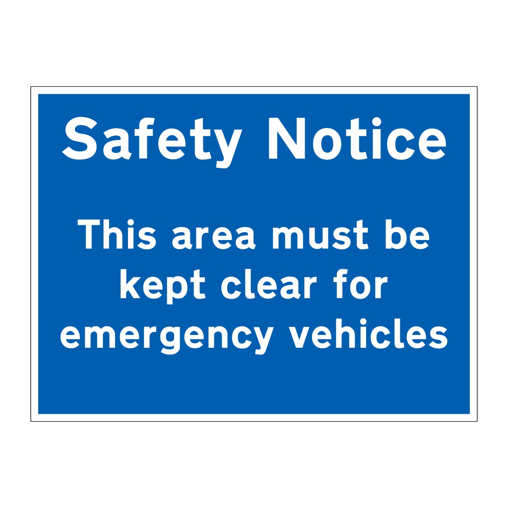 This area must be kept clear for emergency vehicles sign