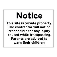 This site is private property sign