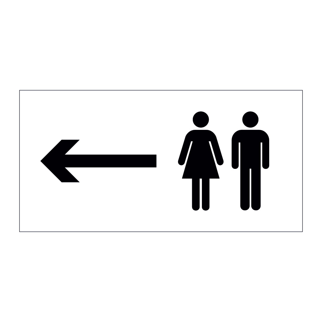 Toilet symbol with arrow left sign