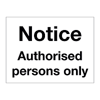 Notice authorised persons only
