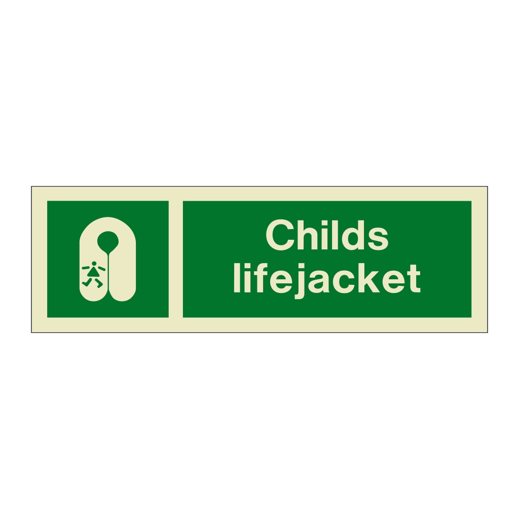 Childs lifejacket with text (Marine Sign)