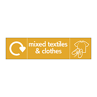 Mixed textiles & clothes with WRAP recycling logo & icon