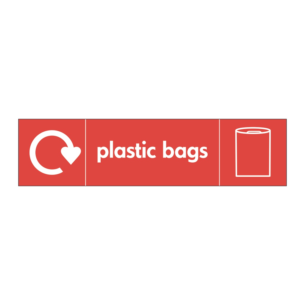 Plastic bags with WRAP recycling logo & icon sign