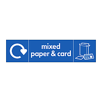 Mixed paper & card with WRAP recycling logo & icon sign
