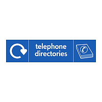 Telephone directories with WRAP recycling logo & icon sign