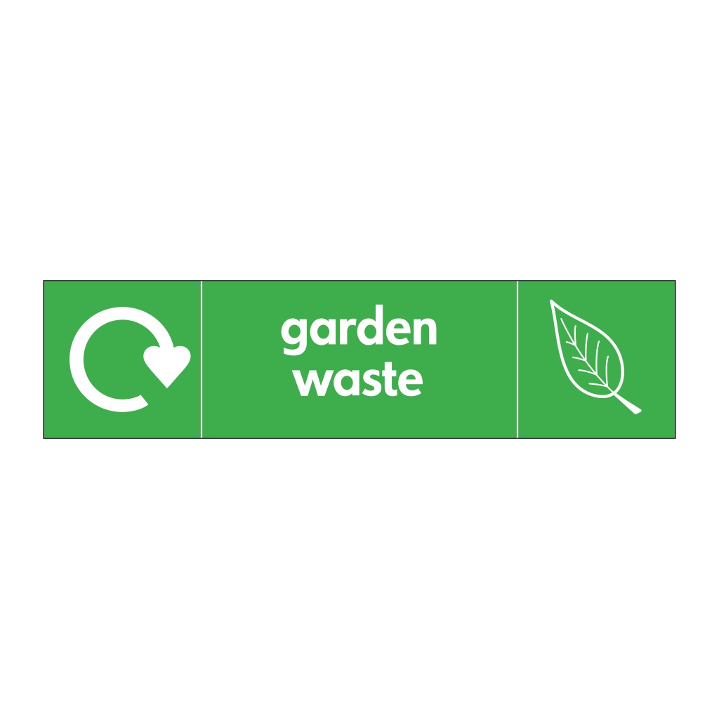 Garden waste with WRAP recycling logo & icon sign