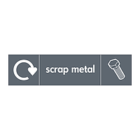 Scrap metal with WRAP recycling logo & icon sign