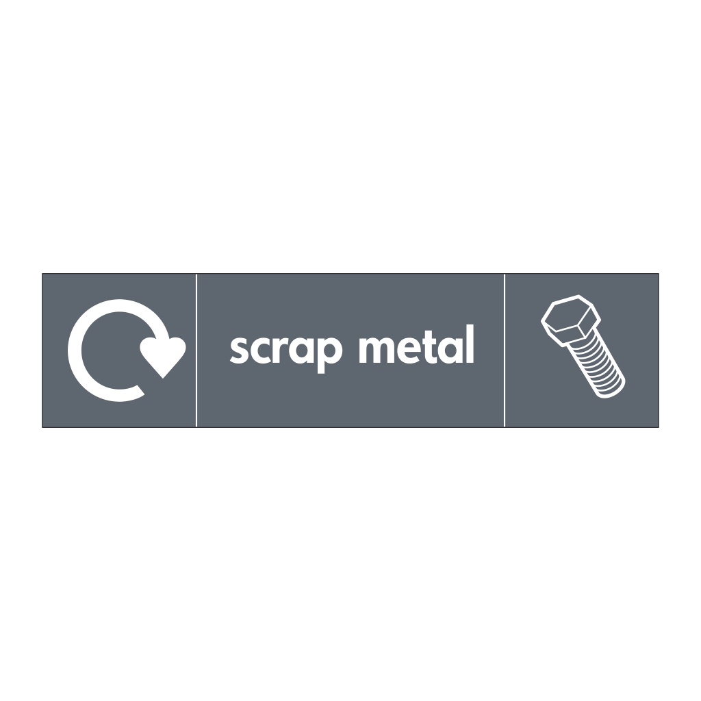 Scrap metal with WRAP recycling logo & icon sign