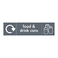 Food & drink cans with WRAP recycling logo & icon sign