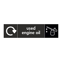 Used engine oil with WRAP recycling logo & icon sign