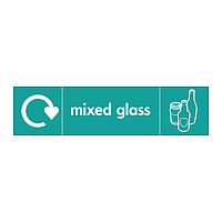 Mixed glass with WRAP recycling logo & icon sign