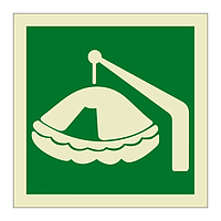 Davit launched liferaft symbol (Marine Sign)
