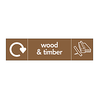 Wood & timber with WRAP recycling logo & icon sign