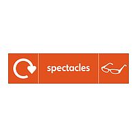 Spectacles with WRAP recycling logo & icon sign